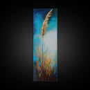 Golden Wheat Field Canvas Print Rustic Wall Art Vertical Landscape Painting Wabi Sabi Art Minimalist Art Tall Narrow Art