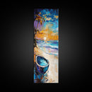 Tropical Beach Sunset Framed Canvas Print Coastal Wall Art Nautical Painting Seascape Art Palm Tree Painting Coastal Decor