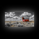 Red Covered Wagon Canvas Print | Rustic Farmhouse Art | Southwest Wall Art | Landscape Painting | Moody Art | Above Couch Art | Extra Wide Art