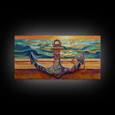 Anchor at Sunset, nautical painting, coastal decor, ocean art, framed canvas print, above sofa art, beach house decor, seascape
