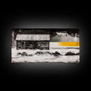 Wooden Cabin, rustic wall art, farmhouse art, barn landscape oil painting, moody art, dark romance painting, Framed Canvas Print, western decor