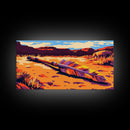 Fallen Arrow, rustic wall art, cowboy painting, southwest wall art, desert landscape, panoramic art, Framed Canvas Print, farmhouse decor, bold