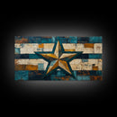 Lone Star Art, Framed Canvas Print, Rustic Wall Art, Southwest Wall Art, Geometric Wall Art, Extra Wide Art, Above Couch Art, Farmhouse Decor