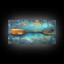 Rustic Oar, Coastal Decor, Nautical Wall Art, Teal Wall Art, Wabi Sabi Art, Gift Idea Him, Above Sofa Art, Framed Canvas Print, Boho Art
