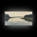 Marsh, Landscape Painting, Minimalist Art, Wabi Sabi Art, Moody Art, Guest Room Art, Above Bed Wall Art, Framed Canvas Print, Extra Wide Art