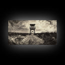 Lifeguard Tower, Coastal Landscape Art, Wabi Sabi Art, Rustic Decor, Moody Art, Nautical Wall Art, Canvas Print