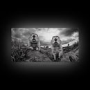 Prairie dogs, whimsical art, rustic wall art, farmhouse art, nature painting, extra wide art, above couch art, framed canvas print