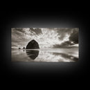 Coastal, seascape, moody art, ocean view, nautical wall art, panoramic painting, extra wide art, above bed wall art, framed canvas print