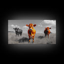 Highland Cows Canvas Print | Rustic Farmhouse Art | Black and White Cattle Painting | Moody Art | Above Sofa Wall Art | Extra Wide Art