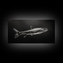 Trout, fish painting, fly fishing art, rustic decor, cabin wall art, nature painting, extra wide art, panoramic art, framed canvas print