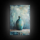 Teal Bottle, Wabi Sabi Art, Minimalist Wall Art, Canvas Print, Green Wall Art, Rustic Decor, Sage Green Wall Art, Moody Art, Gift Idea