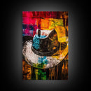 Western Cowboy Hat, rustic decor, graffiti wall art, vibrant color art, framed canvas print, southwest wall art, moody art