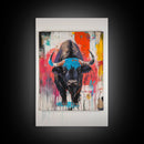 Bold Bison, Modern Southwest Art, Bull And Bear Art, Rustic Decor, Framed Canvas Print, Western Wall Art, Moody Art, Ranch Home Art