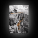Cliffside View, Mountain Painting, Pine Tree Art, Nature Wall Art, Landscape Painting, Rustic Art, Framed Canvas Print, Moody Art