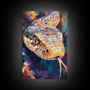 Moody Snake Art, Abstract Wildlife Painting, Colorful Serpent, Southwest Decor, Rustic Art, Framed Canvas Print, Unique Gift
