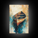 Rustic Rowboat, Nautical Decor, Canvas Print, Seascape Painting, Coastal Wall Art, Rustic Decor, Moody Art, Wabi Sabi Art