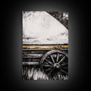 Rustic Wagon Wheel, Moody Art, Farmhouse Wall Art, Framed Canvas Print, Southwest Decor, Western Aesthetic, Above Sofa Art, Gift Idea