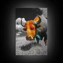 Colorful Buffalo Art, Southwestern Art, Rustic Home Decor, Bold Animal Art, Unique Gift Idea, Framed Canvas Print, Farmhouse Wall Art