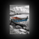 Rustic Boat Painting, Coastal Decor, Nautical Wall Art, Seascape Painting, Beach House Art, Gift Idea, Canvas Print, Wabi Sabi Art