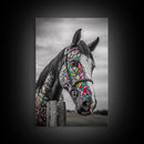 Painted Horse, Mosaic Wall Art, Blotter Art, Horse Wall Art, Boho Art, Colorful Western Art, Canvas Print, Gift Idea