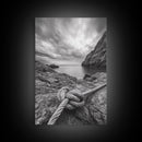 Nautical art, rope knot, coastal decor, moody art, wabi sabi art, rustic photography, living room art, canvas print, panoramic wall art
