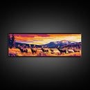 Vibrant Elk Painting, Sunset Mountain Art, Southwest Wall Art, Bold Color Art, Pink Orange Wall Art, Framed Canvas Print, Boho Art