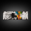 Native American Horse, rustic art, horse wall art, chicano art, graffiti wall art, southwest wall art, framed canvas print, panoramic painting