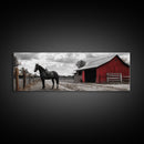 Barn Horse, Rustic Art, Farmhouse Art, Vintage Horse Art, Rural Wall Art, Extra Wide Art, Framed Canvas Print, Guest Room Art