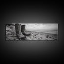 Cowboy Boots, coastal wall art, rustic decor, boho art, wabi sabi art, cowboy painting, framed canvas print, western style decor