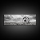 Wagon Wheel, rustic decor, farmhouse art, extra wide art, panoramic painting, country decor, cowboy art, framed canvas print, moody art