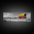 Covered Wagon, Pioneer Art, Old West Decor, Historical Wall Art, Rustic Decor, Landscape Painting, Panoramic Art, Framed Canvas Print
