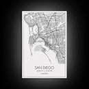 San Diego Street Map, California Map, City Map Print, Minimalist Art, Wall Art, Canvas Print, Office Wall Art, Best Friend Gifts, Travel Art