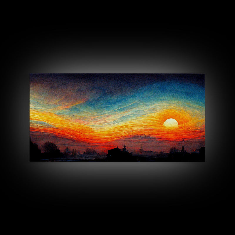 Beautiful sunset canvas print, canvas art, ink painting style