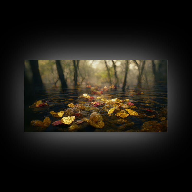 Wet Leaves Stream Forest Woods Fall Autumn Fine Art Print, Wall Art Print, Wall DÃ©cor, Wall Poster