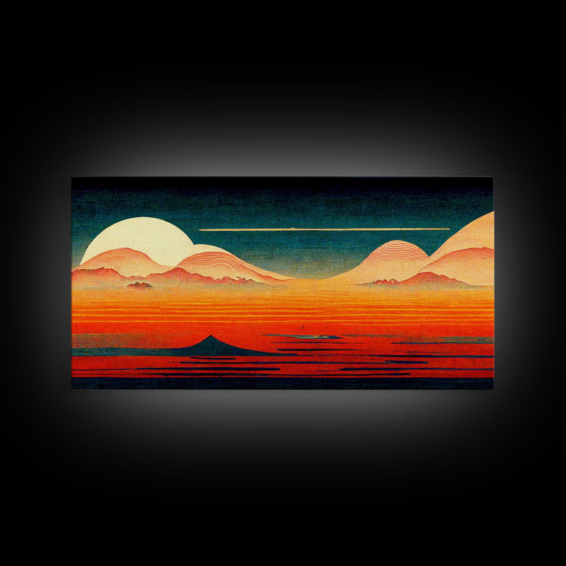 Art Deco Sunset, Desert Dunes, Canvas Print ready to hang wall art, cool wall art