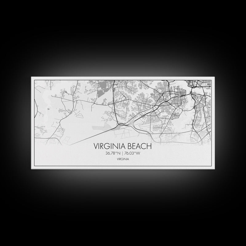 Virginia Beach City Map, Virginia Art, Map Print, Modern Wall Art, Wall Art, Canvas Art, Dorm Room Art, Family Home DÃ©cor, Birthday Gift