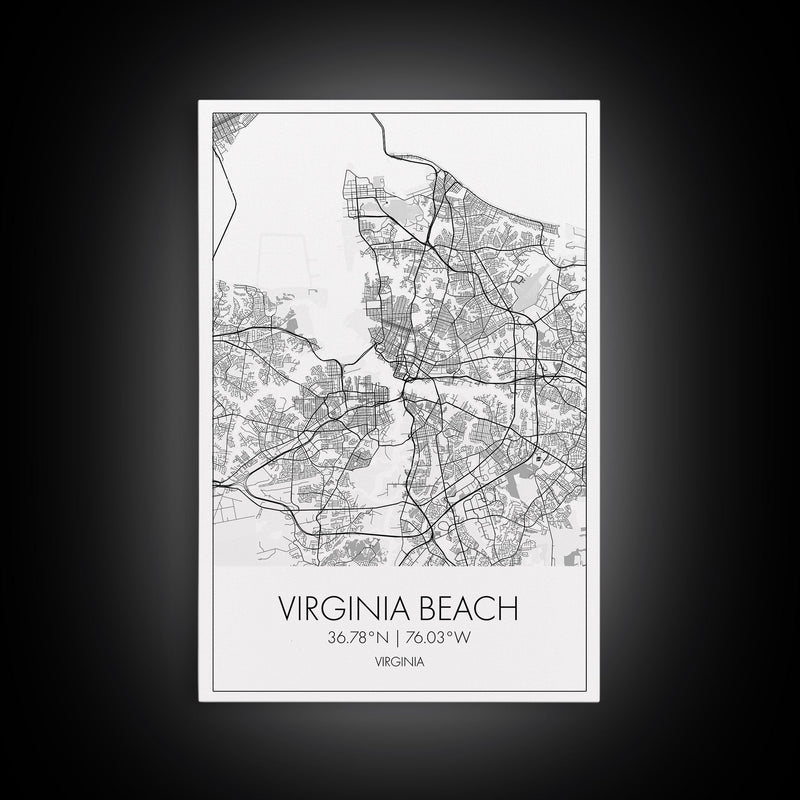 Virginia Beach Street Map, Virginia Map, City Map Print, Modern Wall Art, Wall Art, Canvas Print, Home Wall DÃ©cor Art, Moving Away Gift