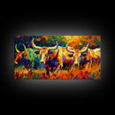 Vibrant Cattle in Abstract Art Style, Perfect for Living Room Art, Framed Canvas Print, Bedroom Decor, Home Decoration, Farmhouse Decor