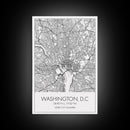 Washington DC Street Map, District Of Columbia Map, City Map Print, Minimalist Art, Wall Art, Canvas Print, Best Friend Gifts, Travel Art