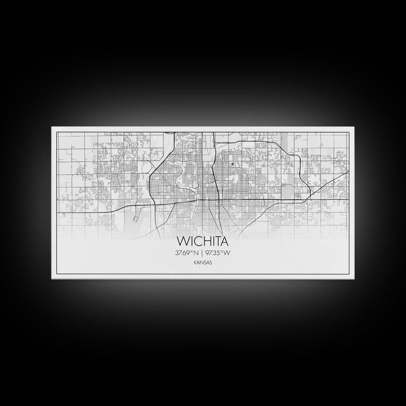 Wichita City Map, Kansas Art, Map Print, Modern Wall Art, Wall Art, Canvas Art, Best Friend Gifts, College Dorm DÃ©cor, Modern House Art