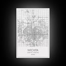 Wichita Street Map, Kansas Map, City Map Print, Minimalist Art, Wall Art, Canvas Print, Travel Wall Art, Gifts For Travelers, Canvas Art