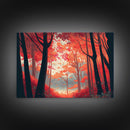 Red Forest, Forest Images, framed canvas print, forest ecosystem wall art, autumn forest wall art