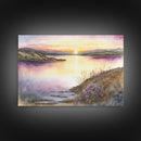 Flower Watercolor Painting, Beautiful thin brush stroke watercolor landscape, framed canvas print, living room art