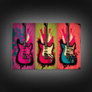 Electric Guitar Pop Art, Instrument Drawings, Framed Canvas Print, Pop Art, Graffiti Splatter Art, Large Living Room Wall Decorr