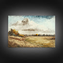 Subdued Vintage Landscape Wall Art Canvas Print, Nature Framed Large Gallery Art, Minimalist Art Ready to Hang, With Hanging Kit, Muted Art