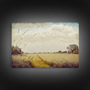 Muted Vintage Landscape Wall Art Canvas Print, Nature Framed Large Gallery Art, Minimalist Art Ready to Hang, With Hanging Kit, Subdued Art