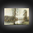 Vintage Landscape Wall Art Canvas Print, Sketch Natural Framed Large Gallery Art, Minimalist Art Ready to Hang, Framed Farmhouse Art