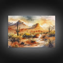 Extra Large Wall Art, Desert Landscape Painting Framed Canvas Print, Metal Art, Wood Framed Original Art, Living Room Decor, Landscape Art