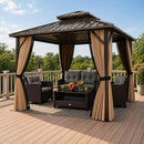 Complete Outdoor Lounge Ensemble: All-Weather 10' x 10' Hardtop Gazebo and 4 by LJGDeals