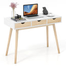 Computer Desk with 3 Drawers and Solid Rubber Wood Legs for Home Office by LJGDeals
